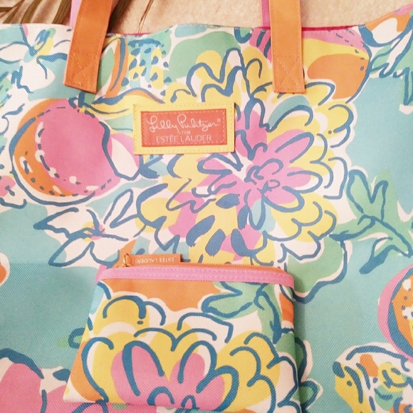 LAST CALL🍂 Lilly Pulitzer tote travel bag reusable bag for Estee Lauder purse - Picture 1 of 9